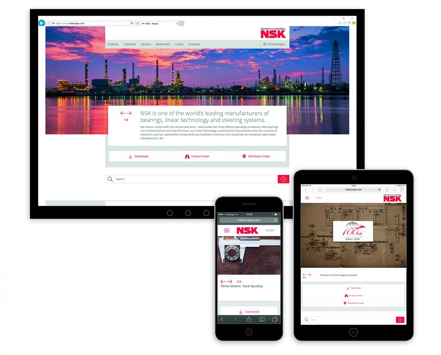 NSK’s new website facilitates smartphone and tablet use